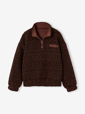 -Sweat sherpa fille col montant zippé