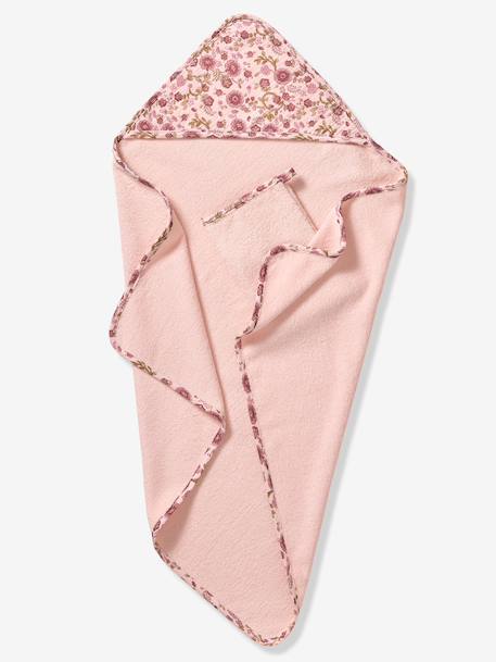 Cape de bain et gant LATIKA rose imprimé - vertbaudet enfant 