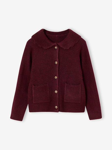 Buttoned collar cardigan for girls bordeaux red - vertbaudet enfant 