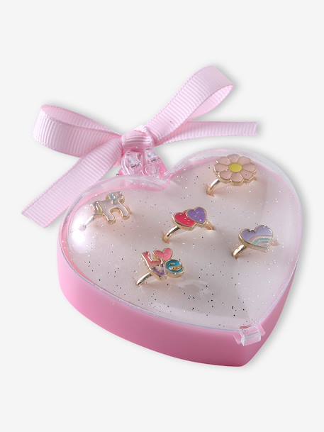 Coffret de 5 bagues fille rose+rose pâle - vertbaudet enfant 