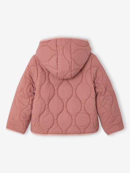 Lightweight puffer jacket for girls dusky pink+vanilla - vertbaudet enfant 