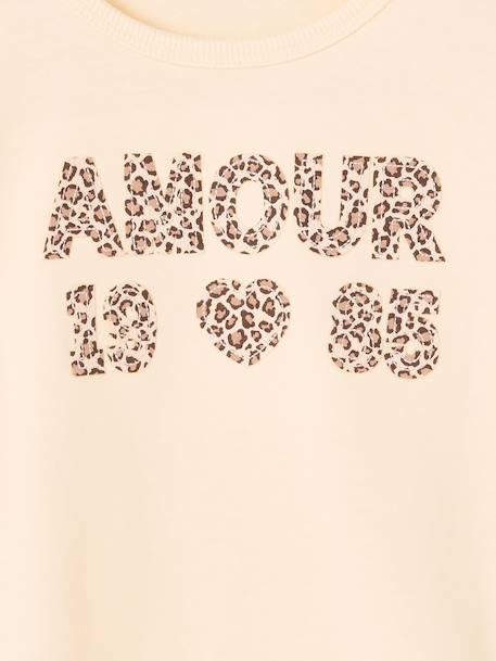 T-shirt manches longues fille écru+mauve - vertbaudet enfant 