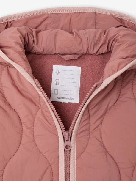 Lightweight puffer jacket for girls dusky pink+vanilla - vertbaudet enfant 