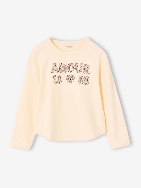 T-shirt manches longues fille écru+mauve - vertbaudet enfant 