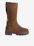 Leather zip-up boots for girls brown - vertbaudet enfant 
