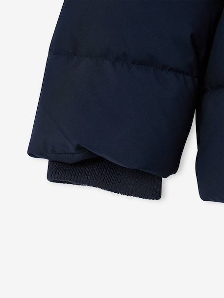 Hooded puffer jacket for boys bordeaux red+navy blue - vertbaudet enfant 