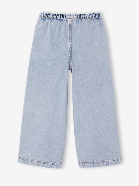 Wide-leg trousers for girls bleached denim+medium blue - vertbaudet enfant 