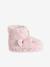 Faux fur high-top slippers for children printed beige+rose - vertbaudet enfant 