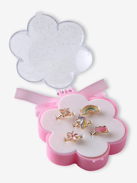 Gift set of 5 rings for girls pale pink+rose - vertbaudet enfant 
