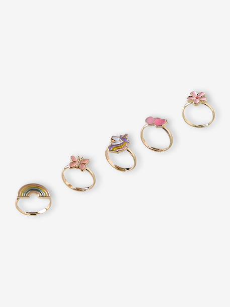 Gift set of 5 rings for girls pale pink+rose - vertbaudet enfant 