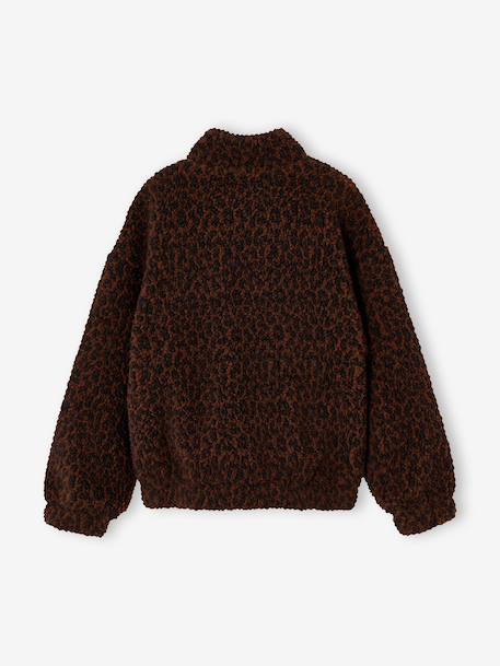 Sherpa sweatshirt with zipped high neck for girls chocolate - vertbaudet enfant 