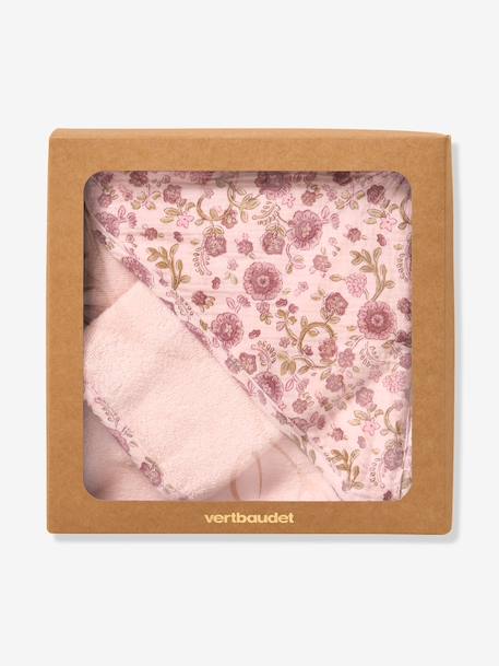 Hooded towel and mitt by LATIKA printed pink - vertbaudet enfant 