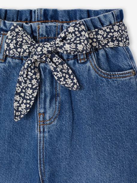Wide-leg paperbag jeans for girls deep blue+medium blue - vertbaudet enfant 