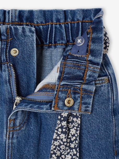 Wide-leg paperbag jeans for girls deep blue+medium blue - vertbaudet enfant 