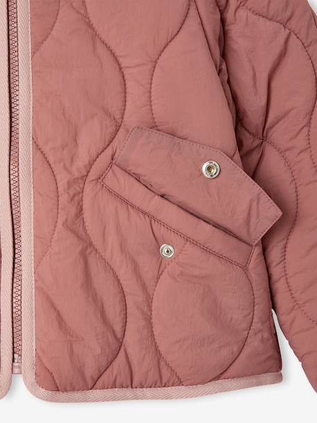 Lightweight puffer jacket for girls dusky pink+vanilla - vertbaudet enfant 