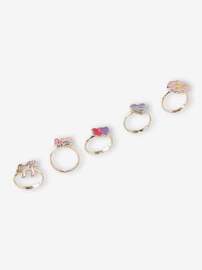 -Coffret de 5 bagues fille