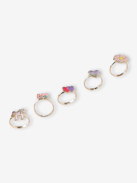 Gift set of 5 rings for girls pale pink+rose - vertbaudet enfant 