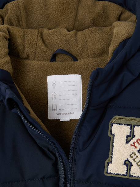 Doudoune à capuche garçon bordeaux+marine - vertbaudet enfant 