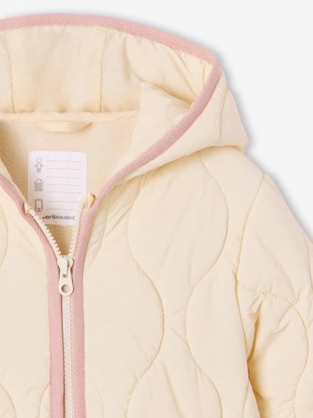 Lightweight puffer jacket for girls dusky pink+vanilla - vertbaudet enfant 