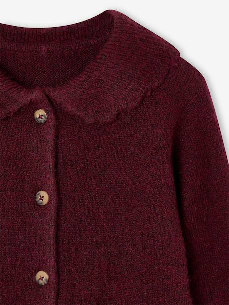 Buttoned collar cardigan for girls bordeaux red - vertbaudet enfant 