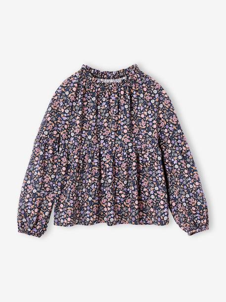 Printed blouse for girls anthracite+vanilla - vertbaudet enfant 