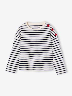 -Striped long-sleeved T-shirt for girls