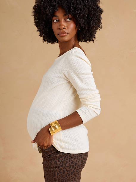 Maternity long-sleeved T-shirt Lucie ecru - vertbaudet enfant 