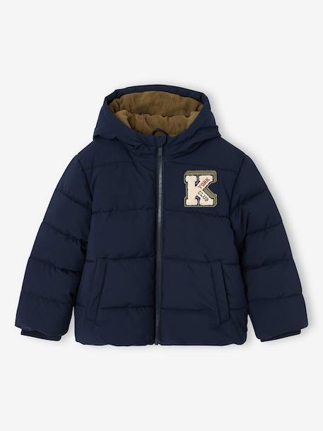 Doudoune à capuche garçon bordeaux+marine - vertbaudet enfant 