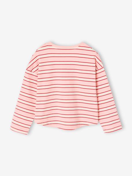 Striped long-sleeved T-shirt for girls navy blue+sweet pink - vertbaudet enfant 
