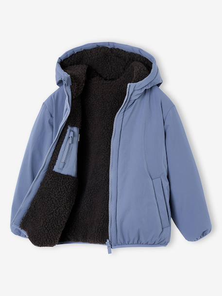Reversible hooded jacket for boys fir green+grey blue - vertbaudet enfant 