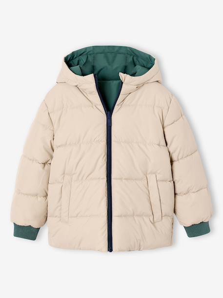 Parka à capuche réversible garçon bronze+vert sauge - vertbaudet enfant 