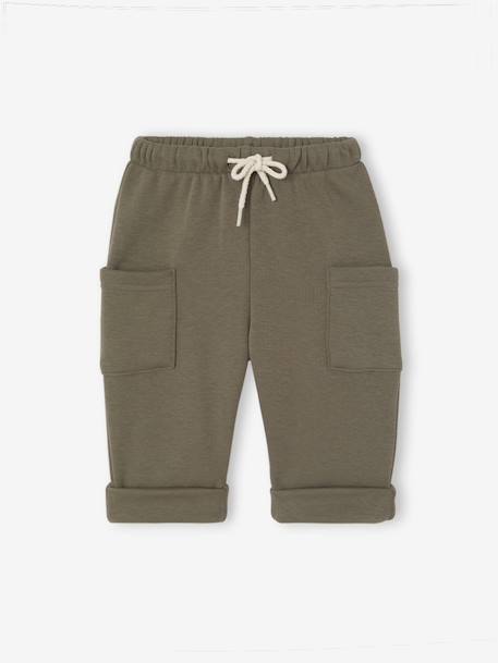 Fleece-lined trousers for baby boys olive - vertbaudet enfant 