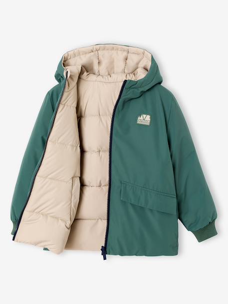 Parka with Reversible Hood, for Boys bronze+sage green - vertbaudet enfant 