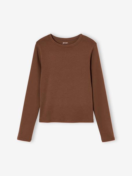 Pack of 2 cropped long-sleeved T-shirts for girls black+chocolate - vertbaudet enfant 