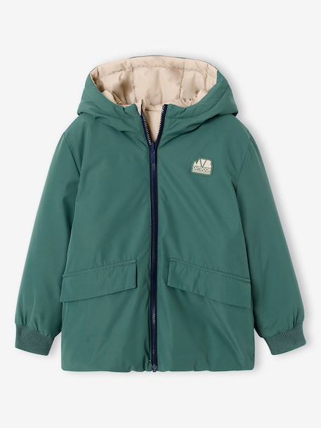 Parka à capuche réversible garçon bronze+vert sauge - vertbaudet enfant 