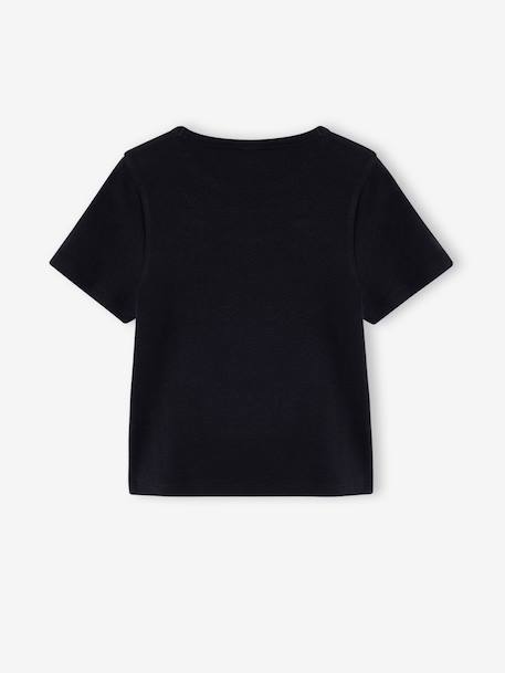 T-shirt manches courtes fille cropped noir - vertbaudet enfant 