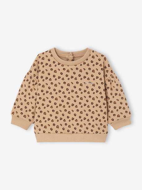 Sweatshirt with leopard print taupe+vanilla - vertbaudet enfant 