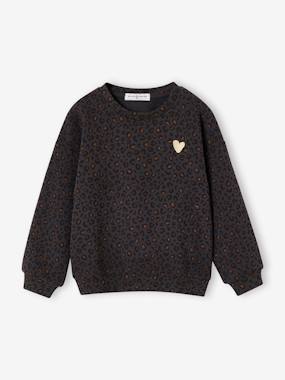 Sweat fille léopard coeur printé capsule famille - vertbaudet enfant Fille-Sweat fille léopard coeur printé capsule famille
