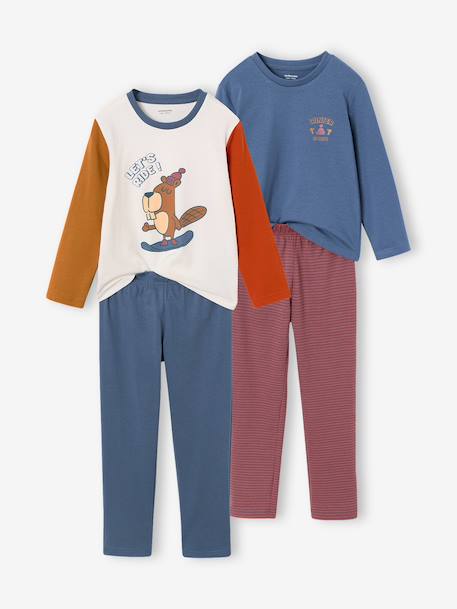 Lot de 2 pyjamas garçon bleu jean - vertbaudet enfant 