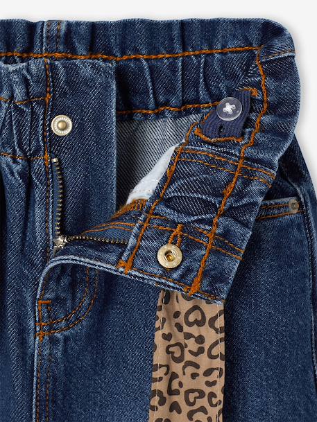Wide-leg paperbag jeans for girls deep blue+medium blue - vertbaudet enfant 