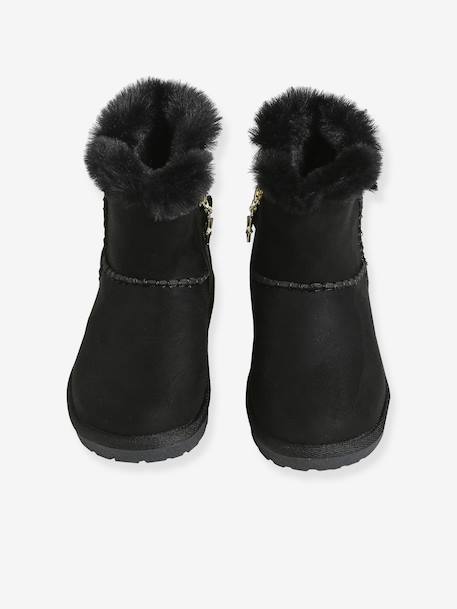 Zip-up textile boots for girls black - vertbaudet enfant 