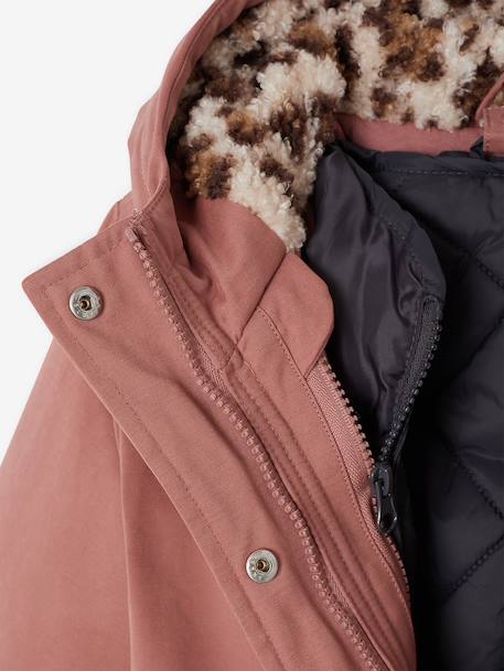 3-in-1 detachable parka for girls blush+navy blue - vertbaudet enfant 