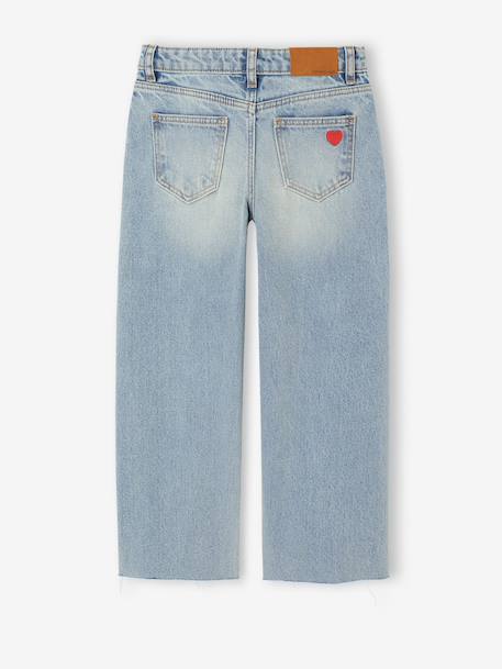 Jean droit fille bleu clair+bleu moyen - vertbaudet enfant 