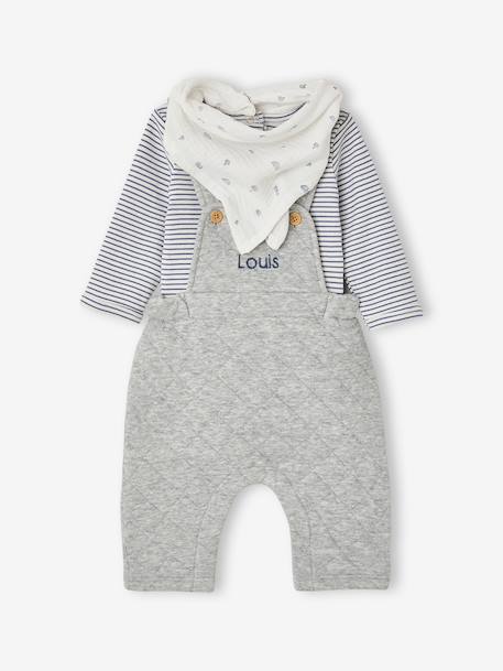 Customisable 3-piece baby set marl grey - vertbaudet enfant 