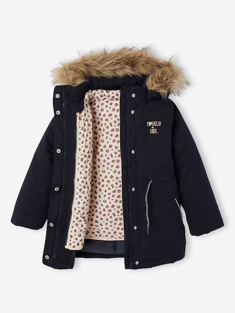 Parka fille 3 en 1 hiver à capuche DARK GREEN+kaki+noir+PURPLE DARK+sauge+vert de gris - vertbaudet enfant 