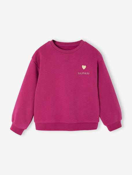 Sweat fille motif imprimé anthracite+corail+pivoine+sauge+vanille+violet+violine - vertbaudet enfant 