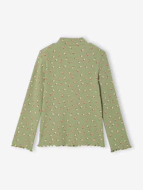 Long-sleeved roll-neck top for girls ecru+green - vertbaudet enfant 