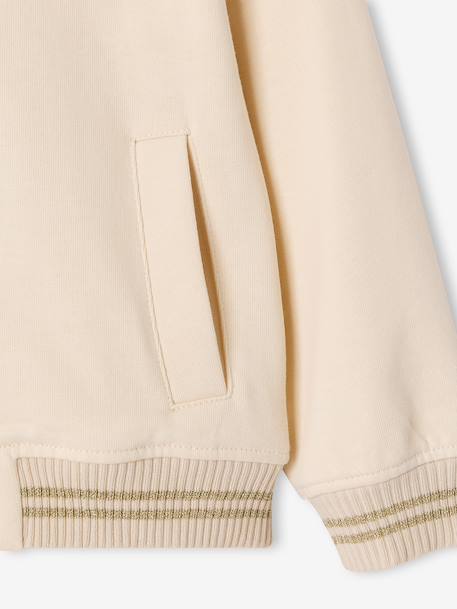 Varsity-Style Fleece Jacket for Girls beige+marl grey+navy blue - vertbaudet enfant 