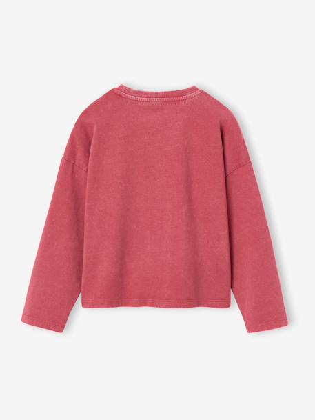 Long-sleeved T-shirt for girls chambray blue+old rose - vertbaudet enfant 