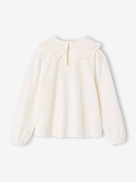 Long-sleeved T-shirt for girls ecru+pale pink - vertbaudet enfant 